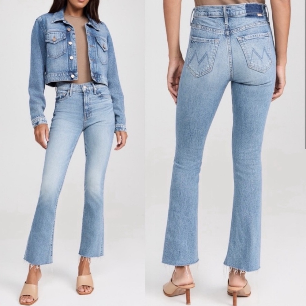 MOTHER The Outsider Flood Fray Light Denim Blue Jeans